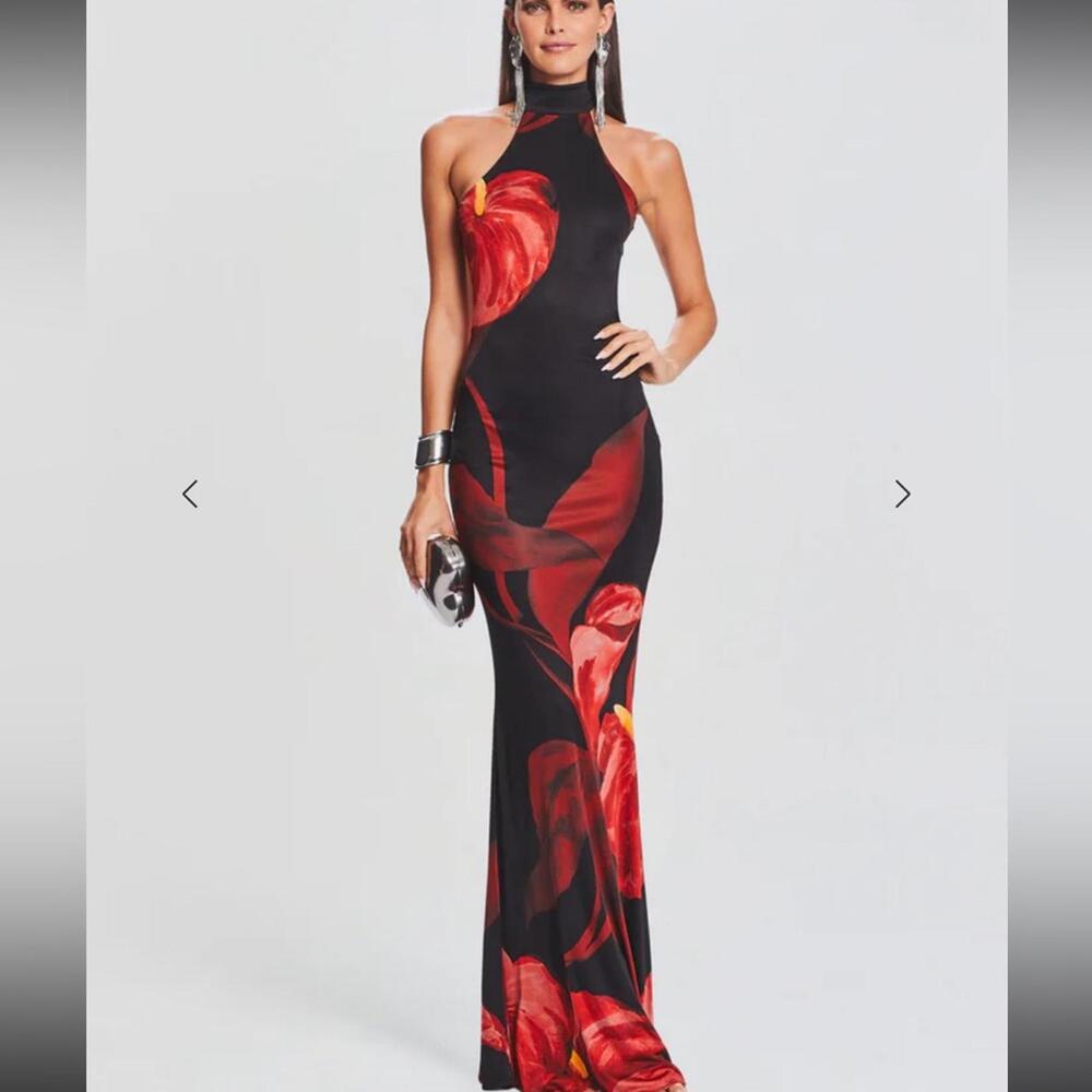 RETROFETE Mabel Dress in Red Anthurium